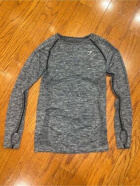 GYMSHARK Women’s Vital Seamless Long Sleeve Top Charcoal Grey Thumbholes Medium